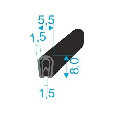 00545013 U-PIRELI s kovovou výztuží bez bříška, 0,8-1,5mm, 78°Sh, PVC, -25°C/+70°C, černý