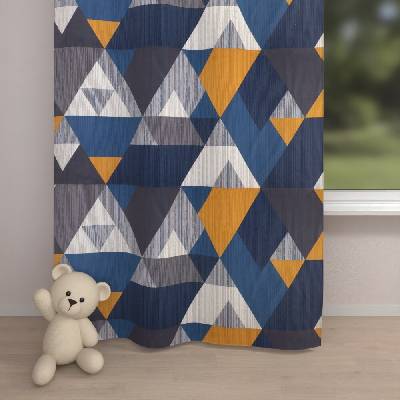 Biante Detský bavlnený záves Sandra SA-390 Modro-béžovo-oranžové trojuholníky 150x140 cm
