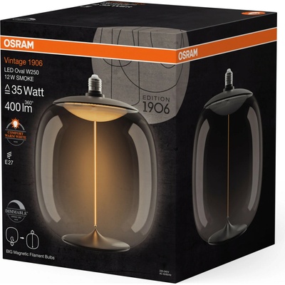 OSRAM LED Vintage Big Oval E27 12W 818 Žiarovka dymová tmavá 4058075836327