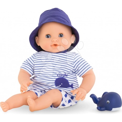 Corolle na kúpanie Baby Bath Marin Mon Premiere Poupon s modrými klipkajúcimi očami a veľrybou 30 cm