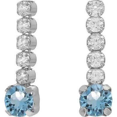 Victoria Cruz Třpytivé visací náušnice se světle modrým krystalem Shine A4669-10HT