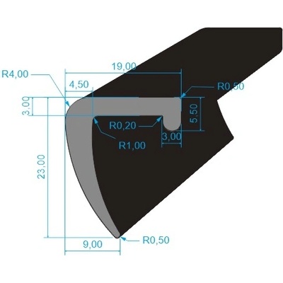 4030033 Profil EPDM schvarz Gumový těsnící profil EPDM