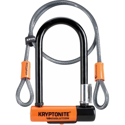 Kryptonite Evolution Mini-7 D Lock with Kryptoflex Cable Sold Secure Gold - Black/Orange