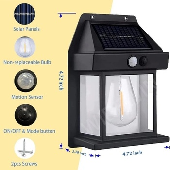 Соларна лампа с крушка bk-888 с датчик за движение и светлина - solar interaction wall lamp