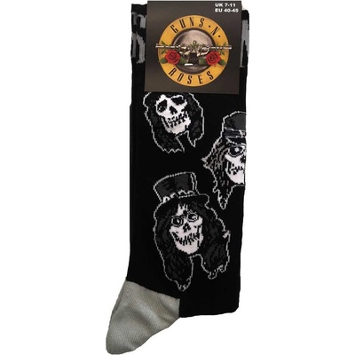 Rock Off ponožky Guns n' Roses Skulls band monochrome