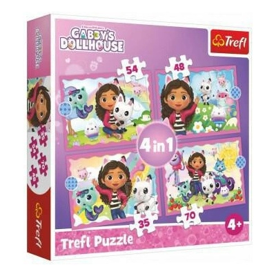 Trefl 4v1 Gabbyina dobrodružstvo/Gabby´s Dollhouse 35+48+54+70 dielov