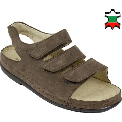 Български обувки Мъжки сандали от естествен велур в кафяво