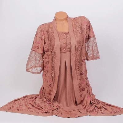 Комплект за бременни в млечно кафяво с дантела на цветя