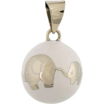 Image 1 of Bola Медальон за бременни Бола - бяло с две слончета (vk970)