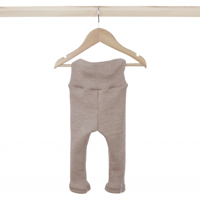 Crawler Merino žebro kamaše vysoký pas bez manžety dětské Oříškový melír