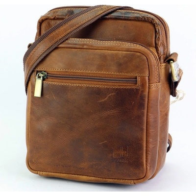 Nordee Dvouoddílová středně velká pánská kožená crossbody taška 03 hnědá