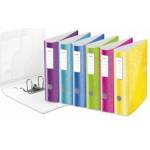 Leitz quality folder 180° Active WOW, pack of 5, A4, wide, rounded spine, 8.2 cm wide, elastic band closure, light polyfoam, plastic folder, WOW series, assorted colors, 11060099