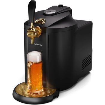 Klarstein Машина за наливна бира Beerkules, за 5 литрови бурета, охлаждащ компресор, LED-дисплей, 6 температури (TK49-BeerkulesB&Gold) (TK49-BeerkulesB&Gold)