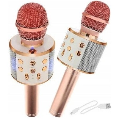 Karaoke set mikrofony 2x BT reproduktor růžový
