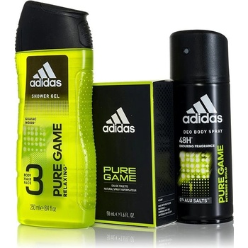 Adidas Pure Game voda po holení 100 ml + deospray 150 ml + sprchový gel 250 ml dárková sada