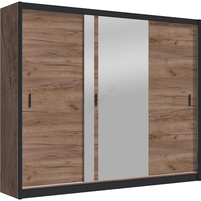 EMS Гардероб с огледало SABRINA 250x215 см, дъб крафт (MT0051)