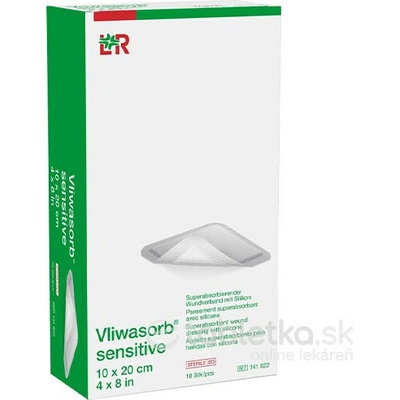 Vliwasorb Sensitive Krytie Na Rany 10 x 20 Cm superabsorpčné, sterilné, so silikónom, 10 ks