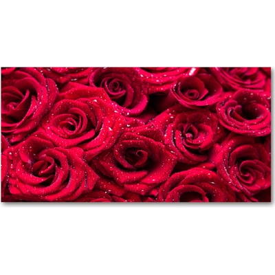 Foto obraz sklo tvrzené Kvapky na ružiach 100x50 cm