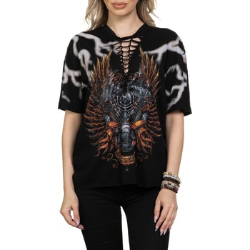 AFFLICTION дамска тениска affliction - ac chrome lord - aw26388-ЧЕРНА