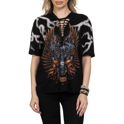 AFFLICTION дамска тениска affliction - ac chrome lord - aw26388-ЧЕРНА