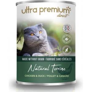 Ultra Premium Direct Natural Terrine chicken - Мокра храна за пораснали котки с пиле и патица, 70% месо и месни съставки, без зърно - 0, 400 кг, Франция WET08
