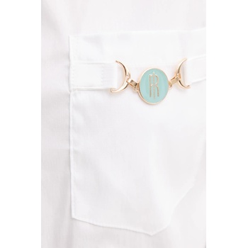 Fracomina Риза Fracomina дамска в бяло със свободна кройка с класическа яка FS25WT6007W52001 (FS25WT6007W52001)