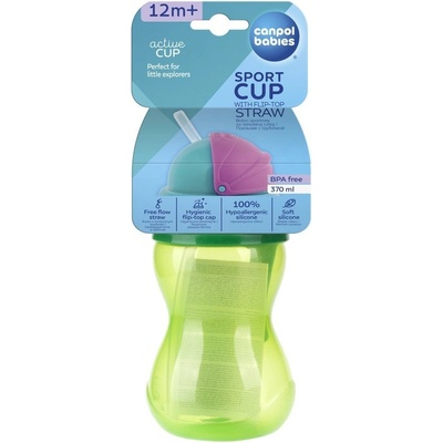 Canpol babies športová fľaša sa slamkou 370 ml zelená