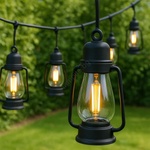 LAMKUR Външен декоративен гирлянд GIRLANDA, 10× LED, 10 m, IP44, топла бяла светлина (LA54179)