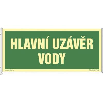 Grafiko | Hlavní uzávěr vody (montáž na stěnu) - Text obrázku oboustranný, Materiál Hliník, Rozměr 200x100mm