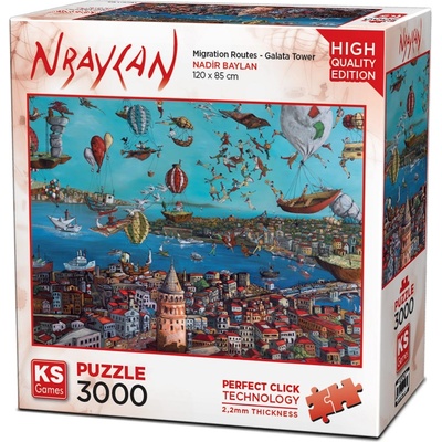 KS Games Пъзел KS Games от 3000 части - Миграционни маршрути: Кулата Галата (23017)