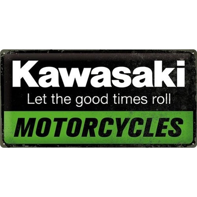 Plechová ceduľa Kawasaki Motorcycles, (50 x 25 cm)