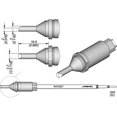JBC R470037 – zkosený hrot Ø 3 mm