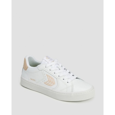 Cariuma Salvas White Leather Sand Logo