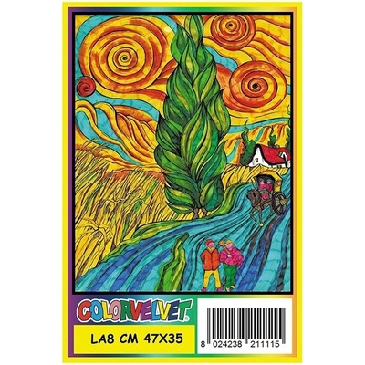 Colorvelvet LA8 Vincent van Gogh: Nočná cesta zamatová omaľovánka obraz 47x35cm séria Art