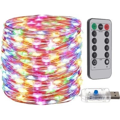 ISO TRADE Svetelná reťaz USB 300 LED farebná 30 m diaľkové ovládanie