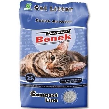 Super Benek SUPER BENEK COMPACT Котешка тоалетна, бентонит песъчинки, морски бриз, 25 l