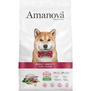 Amanova adult medium large obesity turkey delight - пълноценна храна за пораснали кучета от средни и едри породи с наднормено тегло, с пуйка - 2 кг, Испания - 33180