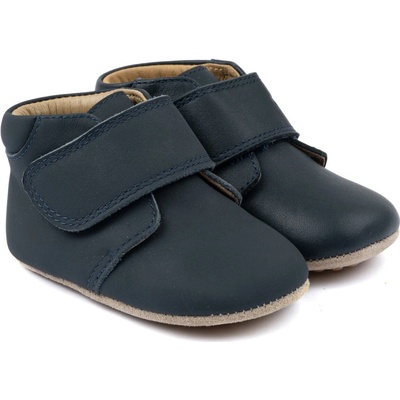 POMPOM Kožené capáčky Beginners na suchý zip Navy modré