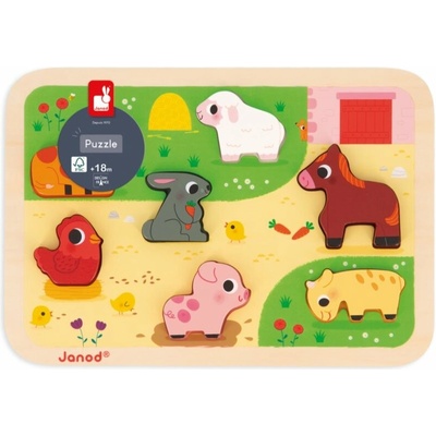 Janod Chunky Farm Puzzle aktivity vkladačka 18m+ 7 ks