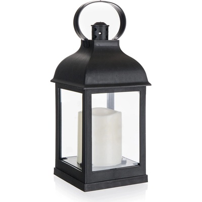 HOME DECOR Lampáš plastový s LED sviečkou 10 x 10 x 22 cm