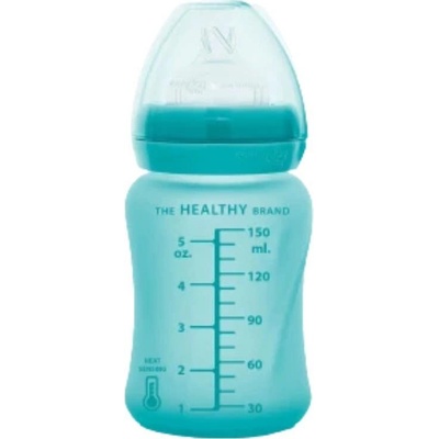 Everyday Baby fľaša sklo s teplotným senzorom Turquoise 150 ml
