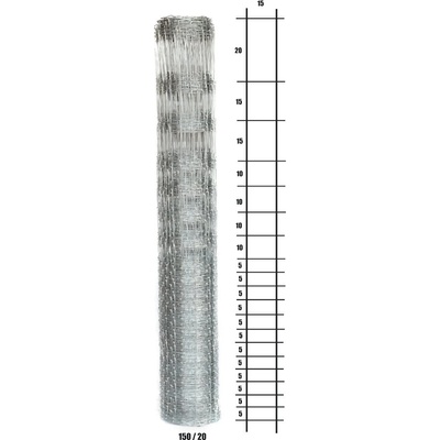 Lesnické pletivo uzlové - výška 150 cm, drát 1,6/2,0 mm, 10 drátů
