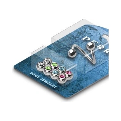 Šperky eshop piercing do obočí twist kulička se zirkonem sada C12.2