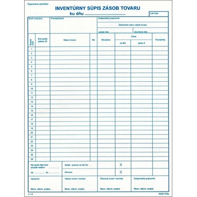 Igaz 79 Inventúrny súpis zásob tovaru - 50 list