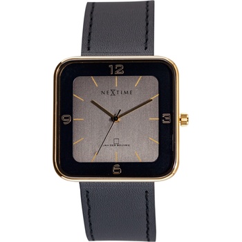 NeXtime Ръчен часовник Square Wrist със златен циферблат черен (6021GB)