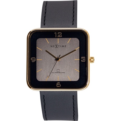 NeXtime Ръчен часовник Square Wrist със златен циферблат черен (6021GB)
