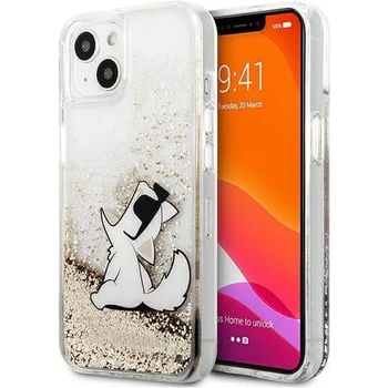 KARL LAGERFELD Liquid Glitter Choupette Fun Case - дизайнерски кейс с висока защита за iPhone 13 mini (прозрачен)