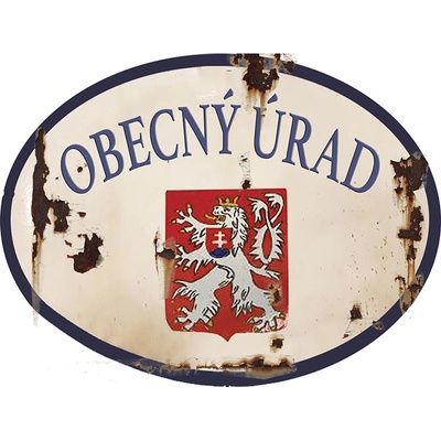 Ceduľa Obecný Úrad - historická tabuľa ČSSR 40cm x 30cm Plechová tabuľa