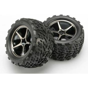 Traxxas Tires and wheels, assembled, glued (Gemini black chrome whee, TRX7174A (TRX7174A)