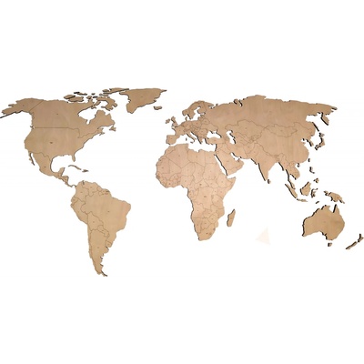 MAJADESIGN Nástěnná dřevěná MAPA SVĚTA XXL 240x121 cm Provedení: s gravírováním názvů hlavních měst, názvů států, s hranicemi států